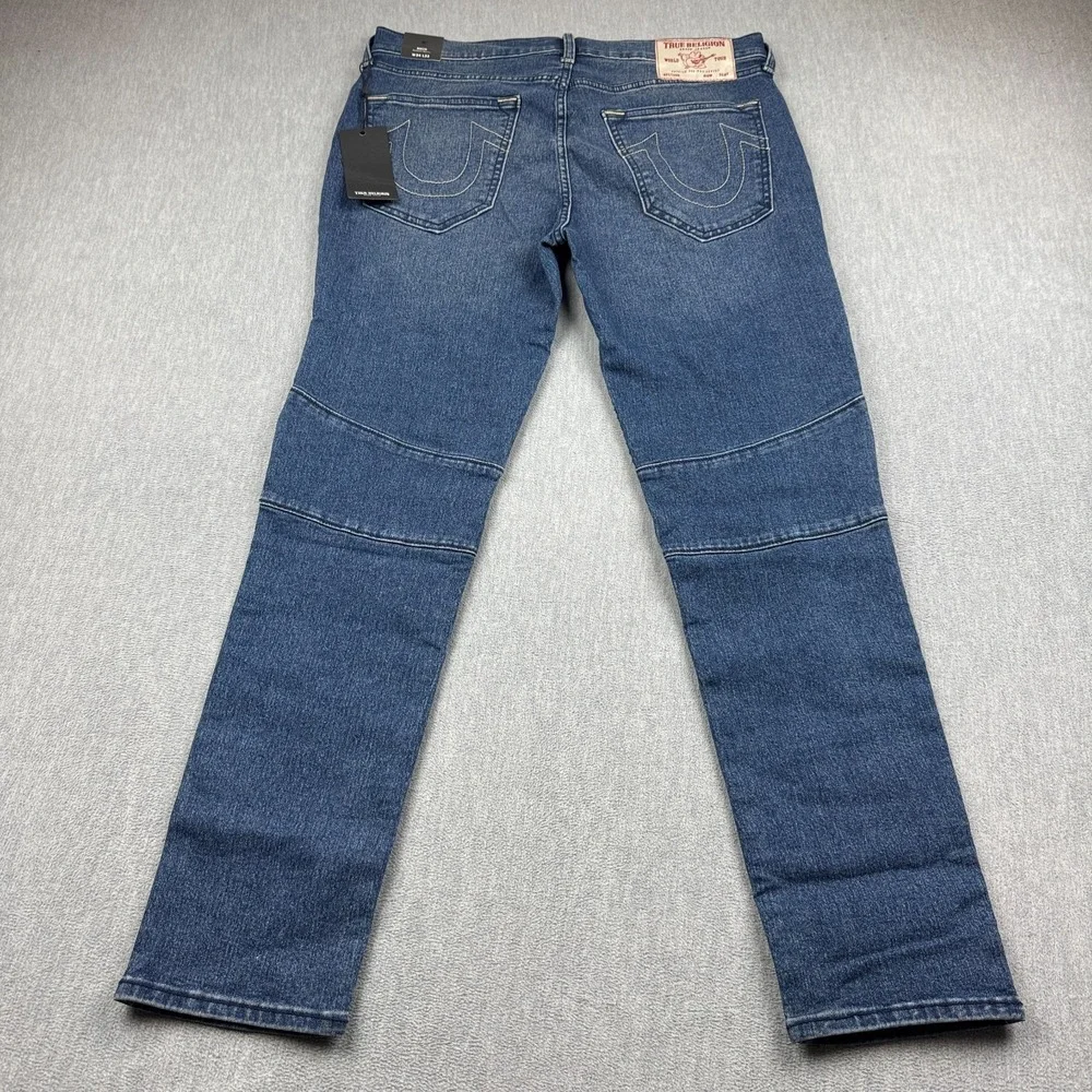 True Religion Jeans Mens 34x31 Rocco Moto Skinny Denim Pants Relaxed Casual NWT